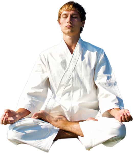 Martial Arts Lessons for Adults in Ladera Ranch CA - Young Man Thinking and Meditating in White
